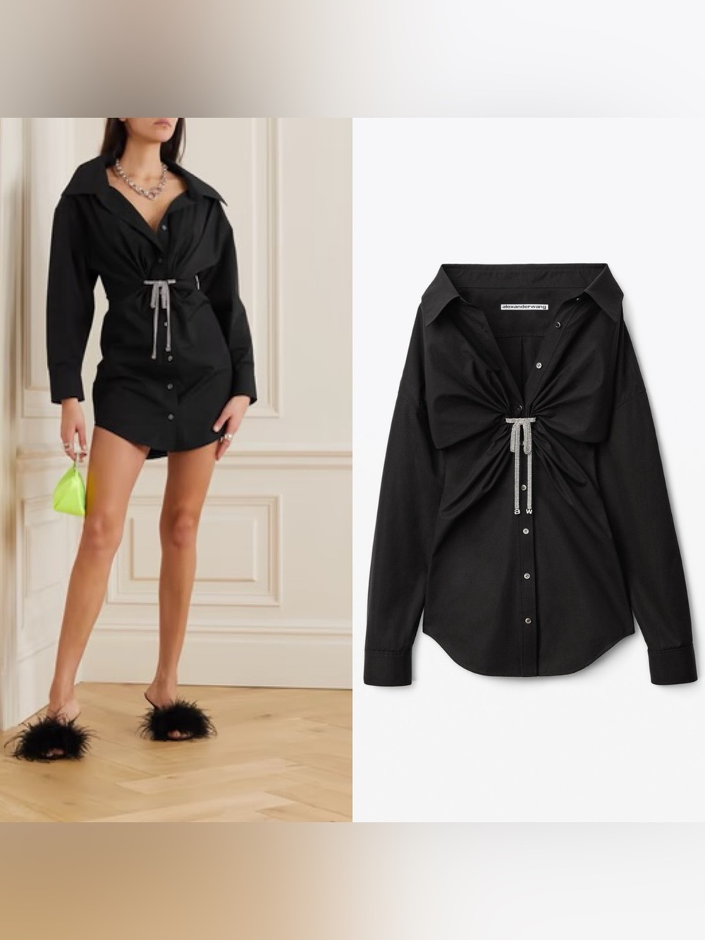 Like new Alexander Wang CRYSTAL TIE TWIST DRESS IN COTTON POPLIN